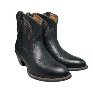 Ariat Boots Womens 7 B Darlin Black Leather Ankle Round Toe Cowgirl Western